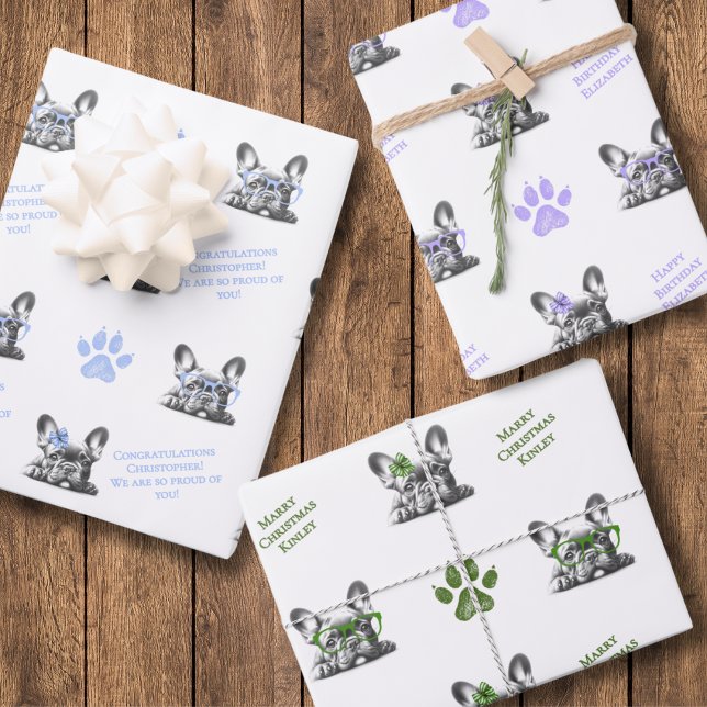 Feuille De Papier Cadeau Bouledogue français  (Créateur téléchargé)