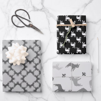 Feuille De Papier Cadeau Bouledogues français noir et blanc