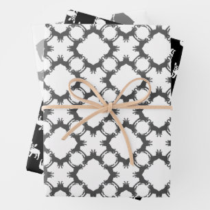 Feuille De Papier Cadeau Bouledogues français noir et blanc