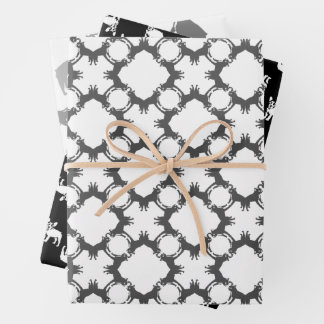 Feuille De Papier Cadeau Bouledogues français noir et blanc