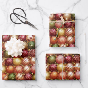 Feuille De Papier Cadeau Boules de Noël élégantes Décorations Fêtes