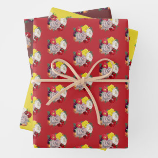 Feuille De Papier Cadeau Bouquet de fleurs sauvages botaniques vintage vibr
