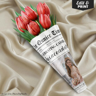 Feuille De Papier Cadeau Bouquet de fleurs unique pour Quinceañera, Journal