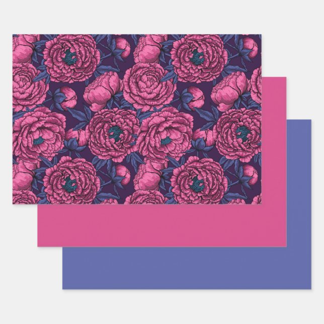Feuille De Papier Cadeau Bouquet de galets roses (Lot)