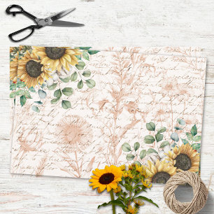 Feuille De Papier Cadeau Bouquet de tournesols rustique découpage de lettre