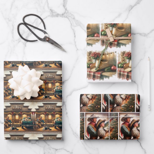 Feuille De Papier Cadeau Boutique d'alimentation Cowboy Casquette décoratio (Recto)