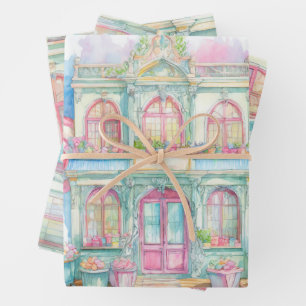 Feuille De Papier Cadeau Boutique de bonbons à Paris aquarelle