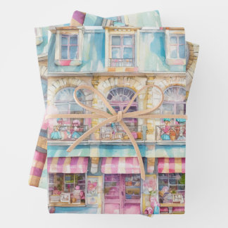 Feuille De Papier Cadeau Boutique de jouets à Paris aquarelle