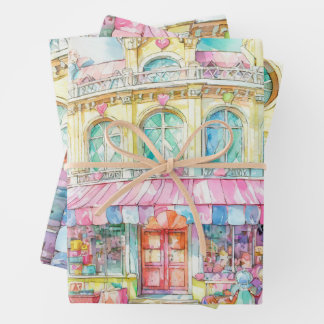 Feuille De Papier Cadeau Boutique de jouets à Paris aquarelle