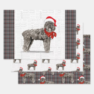 Feuille De Papier Cadeau Bouvier Christmas Dog et Red and Grey Plaid