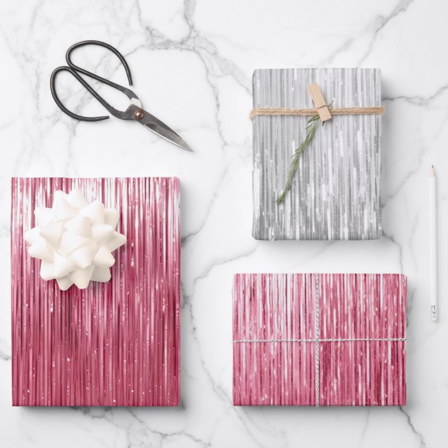 Feuille De Papier Cadeau Bracelet argent rose glam (Recto)