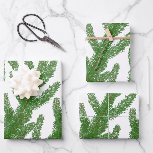 Feuille De Papier Cadeau branches de sapin de Noël (Recto)