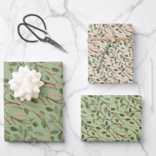 Feuille De Papier Cadeau Branches de verdure aquarelle