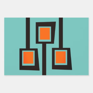 Feuille De Papier Cadeau Branches modernes du milieu du siècle avec des côt