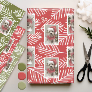 Feuille De Papier Cadeau Branches Vertes Appel Joyeux Photographie type bla