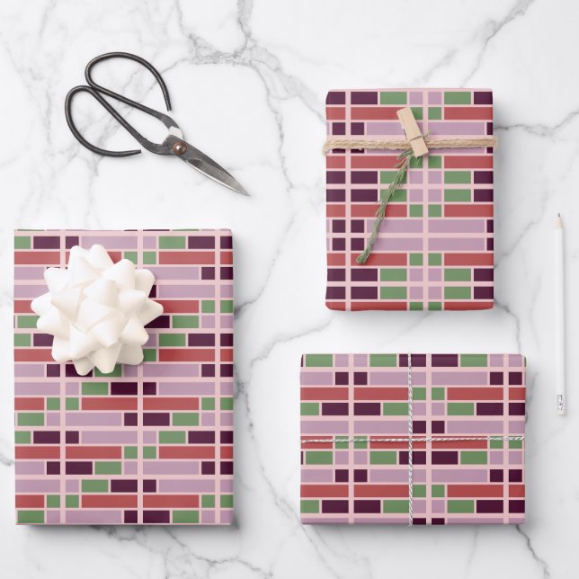 Feuille De Papier Cadeau Brick géométrique rétro (Recto)