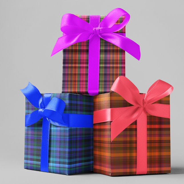 Feuille De Papier Cadeau Bright Coloré Fun Plaid Motifs (Créateur téléchargé)