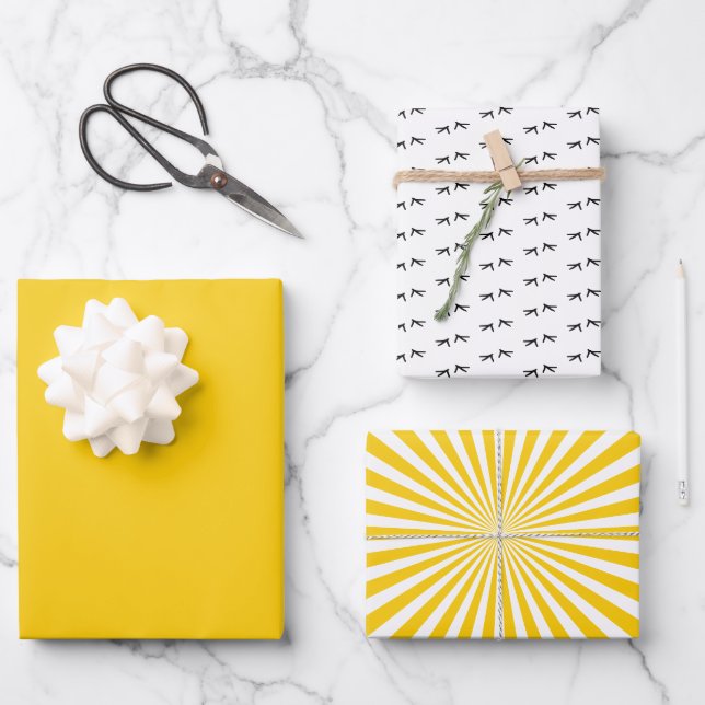 Feuille De Papier Cadeau Bright Fun Pop Jaune Sunshine Crazy Chicken Run! (Recto)