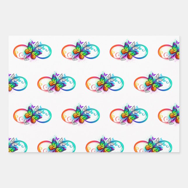Feuille De Papier Cadeau Bright infinity with rainbow butterfly (Devant)
