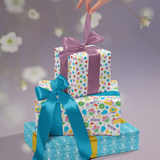 Feuille De Papier Cadeau Bright Primary Color Kings Cake & Candy