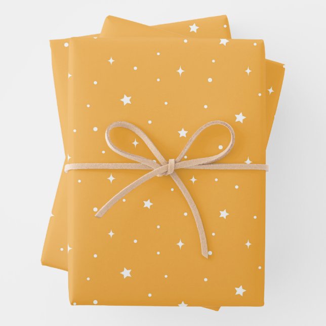 Feuille De Papier Cadeau Bright Yellow Sunshine Celestial Stars Aesthetic (En situation)