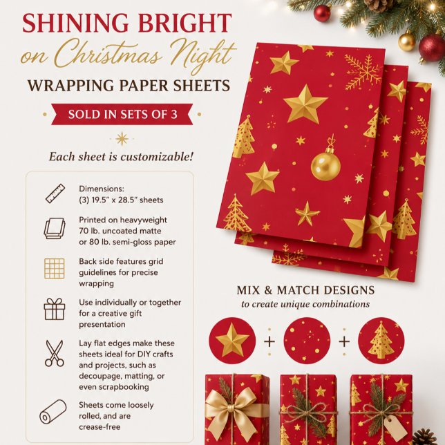Feuille De Papier Cadeau Brillant la nuit de Noël (Créateur téléchargé)