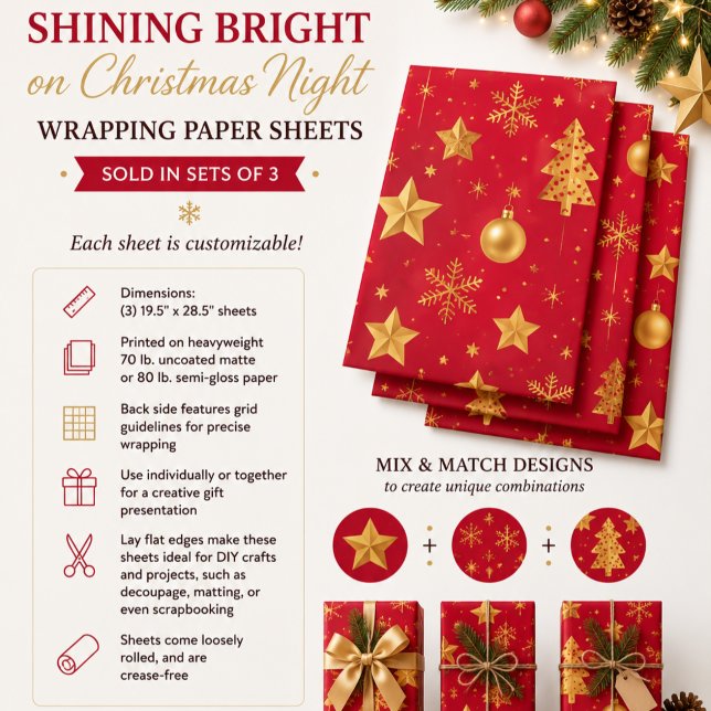 Feuille De Papier Cadeau Brillant la nuit de Noël (Créateur téléchargé)