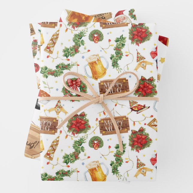 Feuille De Papier Cadeau British Christmas Wrapping Paper Santa Claus (En situation)