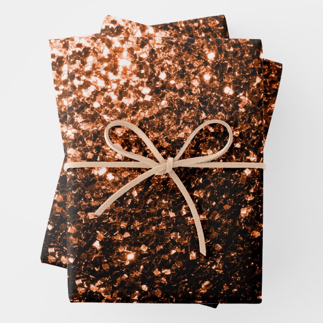 Feuille De Papier Cadeau Bronze brun faux parties scintillant scintillants (En situation)