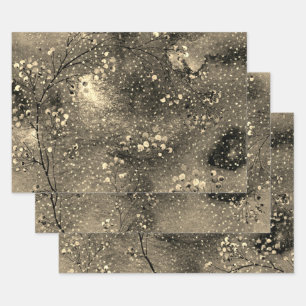 Feuille De Papier Cadeau Bronze doré Hiver Dusk Sky Gold Snowfall