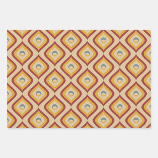 Feuille De Papier Cadeau Brown Retro Earthy Wavy Retro Vintage milieu du si