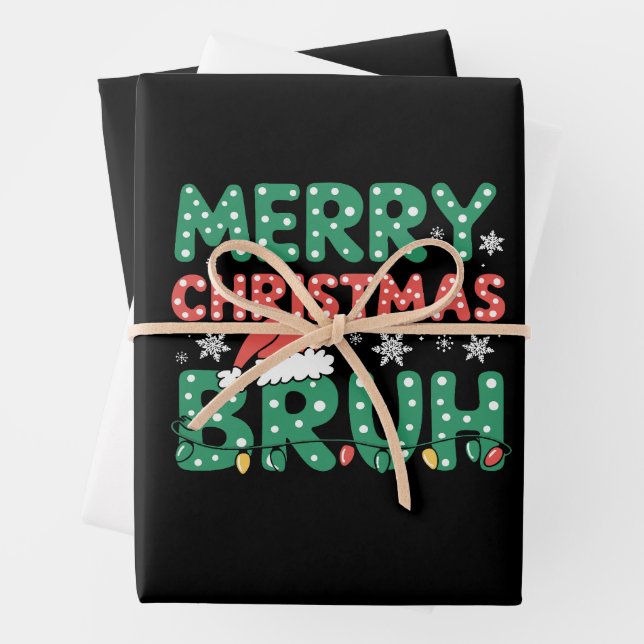 Feuille De Papier Cadeau Bruh Mème Drôle Dire Bro Salutation Noël (En situation)