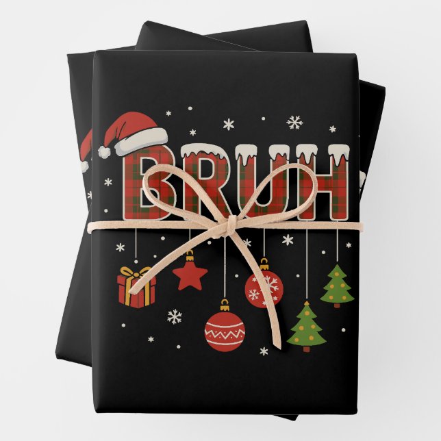 Feuille De Papier Cadeau Bruh Meme Funny Bro Greeting Christmas (En situation)