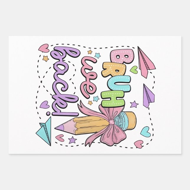 Feuille De Papier Cadeau Bruh We Back Funny Back to School Kindergarten (Devant)