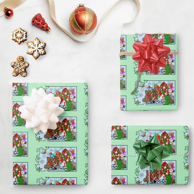 Feuille De Papier Cadeau Brunette Noël Présent Fée (Créateur téléchargé)