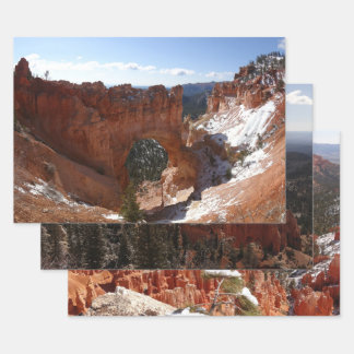Feuille De Papier Cadeau Bryce Canyon Pont naturel Paysage neigeux Photo