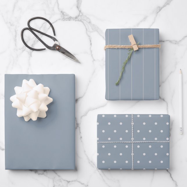 Feuille De Papier Cadeau BUDGET Mariage Dusty Blue Monochrome (Recto)