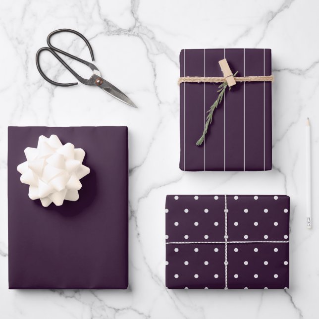 Feuille De Papier Cadeau BUDGET Mariage PLUM PURPLE Monochrome Simple (Recto)
