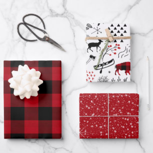 Feuille De Papier Cadeau Buffalo Adventures Black and Red Plaid ID599