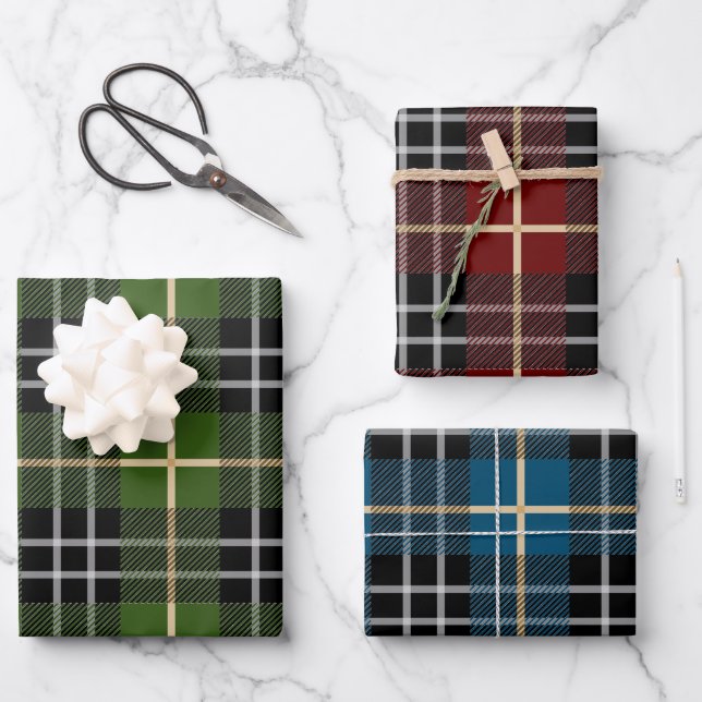 Feuille De Papier Cadeau Buffalo Plaid Motif (Recto)