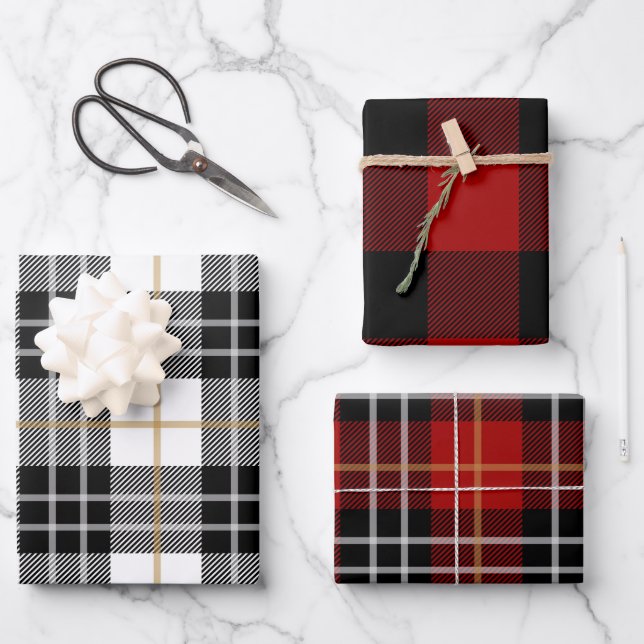 Feuille De Papier Cadeau Buffalo Plaid Motif (Recto)
