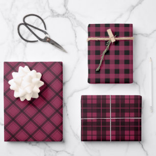 Feuille De Papier Cadeau Buffle tressé noir de prune rustique Vérifier la