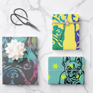 Feuille De Papier Cadeau Bulldog français