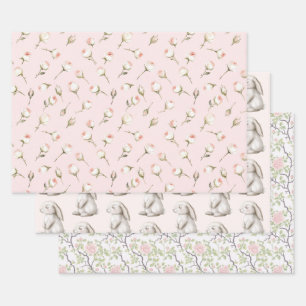 Feuille De Papier Cadeau Bunny Rose Floral Anniversaire