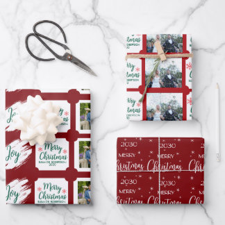 Feuille De Papier Cadeau Burgundy Christmas Elegant Star Pattern 