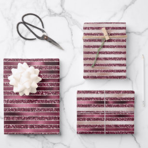 Feuille De Papier Cadeau Burgundy Rouge Rose Rose Gold Parties scintillant 