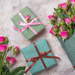 Feuille De Papier Cadeau Burlap réaliste Texture Sage rustique Vert & Turqu<br><div class="desc">Motif de style burlap simple et rustique. Veuillez noter qu'il n'y a pas de véritable burlap utilisé dans cette conception,  c'est une photographie numériquement édité.</div>