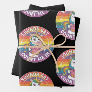 Feuille De Papier Cadeau Ça a l'air gay, comptez sur moi licorne arc-en-cie