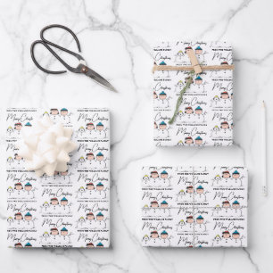 Feuille De Papier Cadeau cacahuètes   3 Personne Snowman