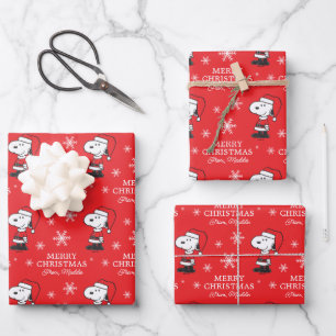 Feuille De Papier Cadeau cacahuètes   Snoopy Santa Claus